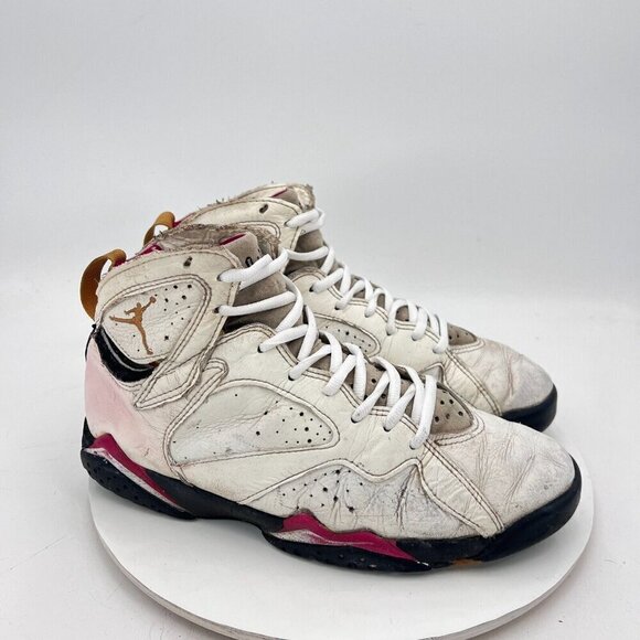 Vintage Nike Air Jordan Retro 7 Cardinal Men Size 10 White Shoes Made In Korea - Picture 4 of 14